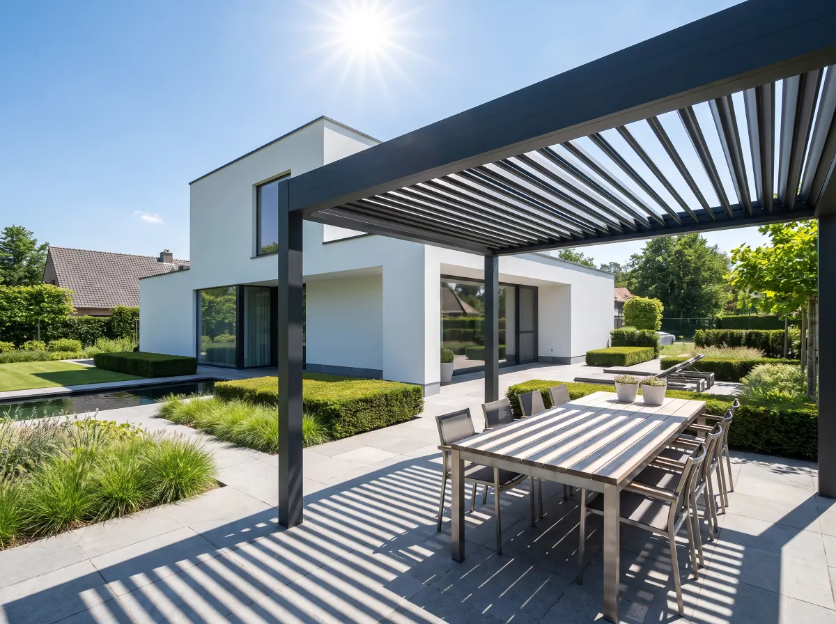 Lamellendak bij moderne witte villa